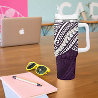 Aloha Hawaii Kalo Pikake Lei Tumbler With Handle Chest Tattoo Purple Hawaiian Pattern LT14 - Polynesian Pride