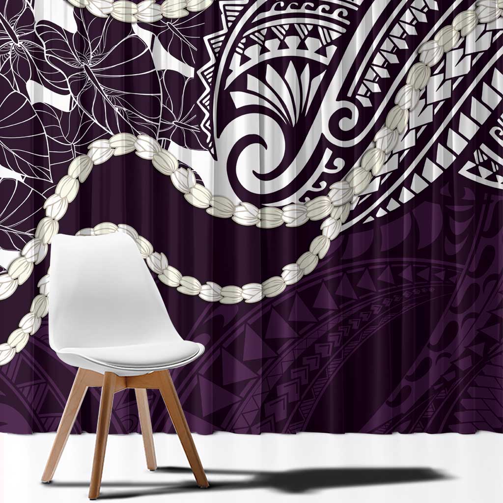 Aloha Hawaii Kalo Pikake Lei Window Curtain Chest Tattoo Purple Hawaiian Pattern LT14 - Polynesian Pride