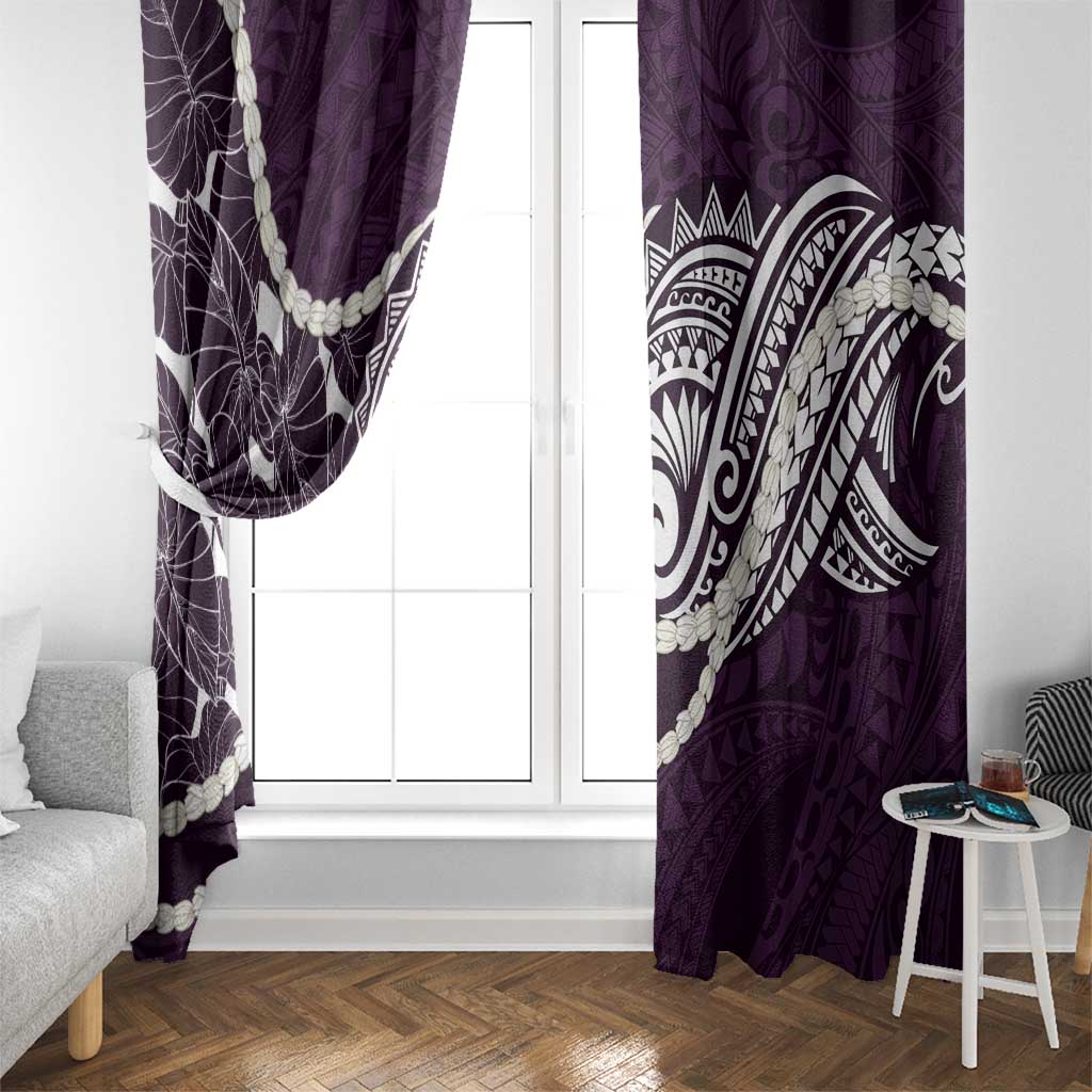 Aloha Hawaii Kalo Pikake Lei Window Curtain Chest Tattoo Purple Hawaiian Pattern LT14 - Polynesian Pride