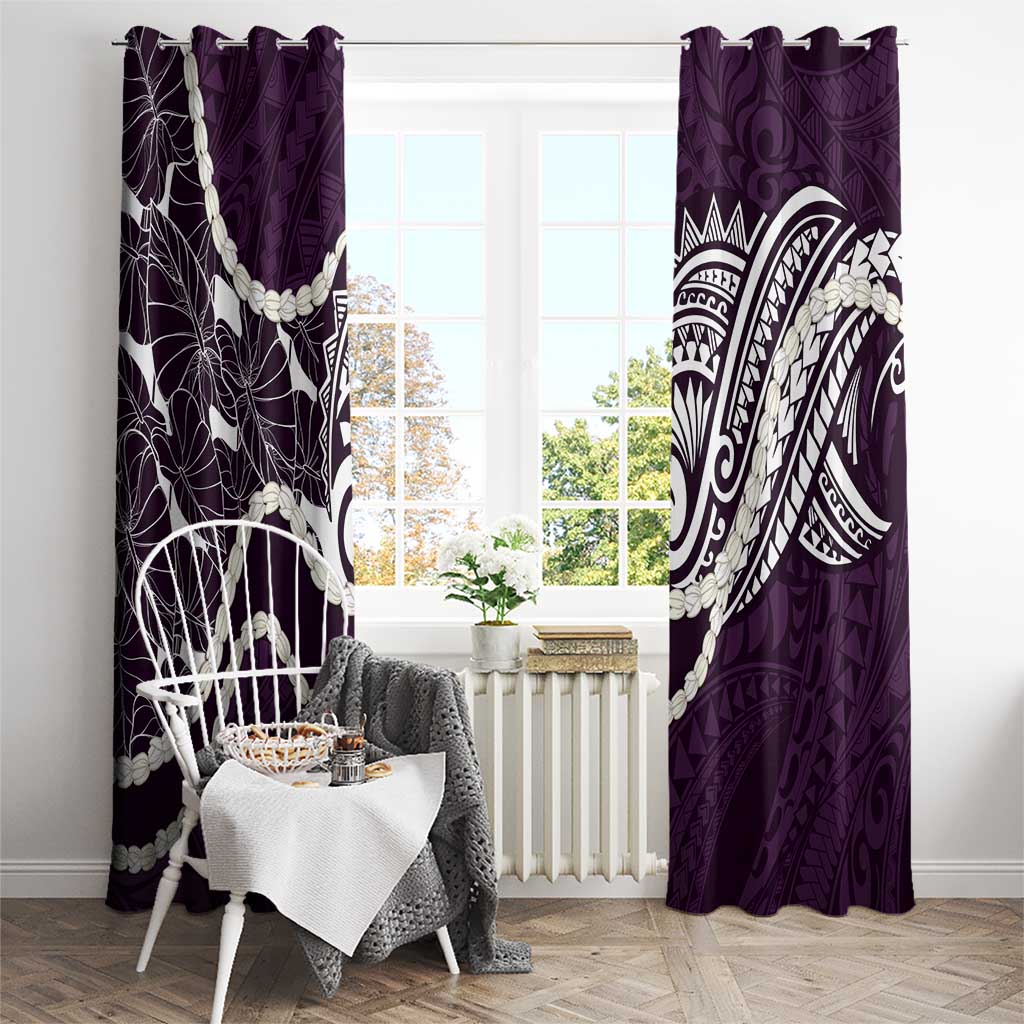 Aloha Hawaii Kalo Pikake Lei Window Curtain Chest Tattoo Purple Hawaiian Pattern LT14 - Polynesian Pride