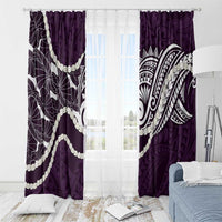 Aloha Hawaii Kalo Pikake Lei Window Curtain Chest Tattoo Purple Hawaiian Pattern LT14 - Polynesian Pride