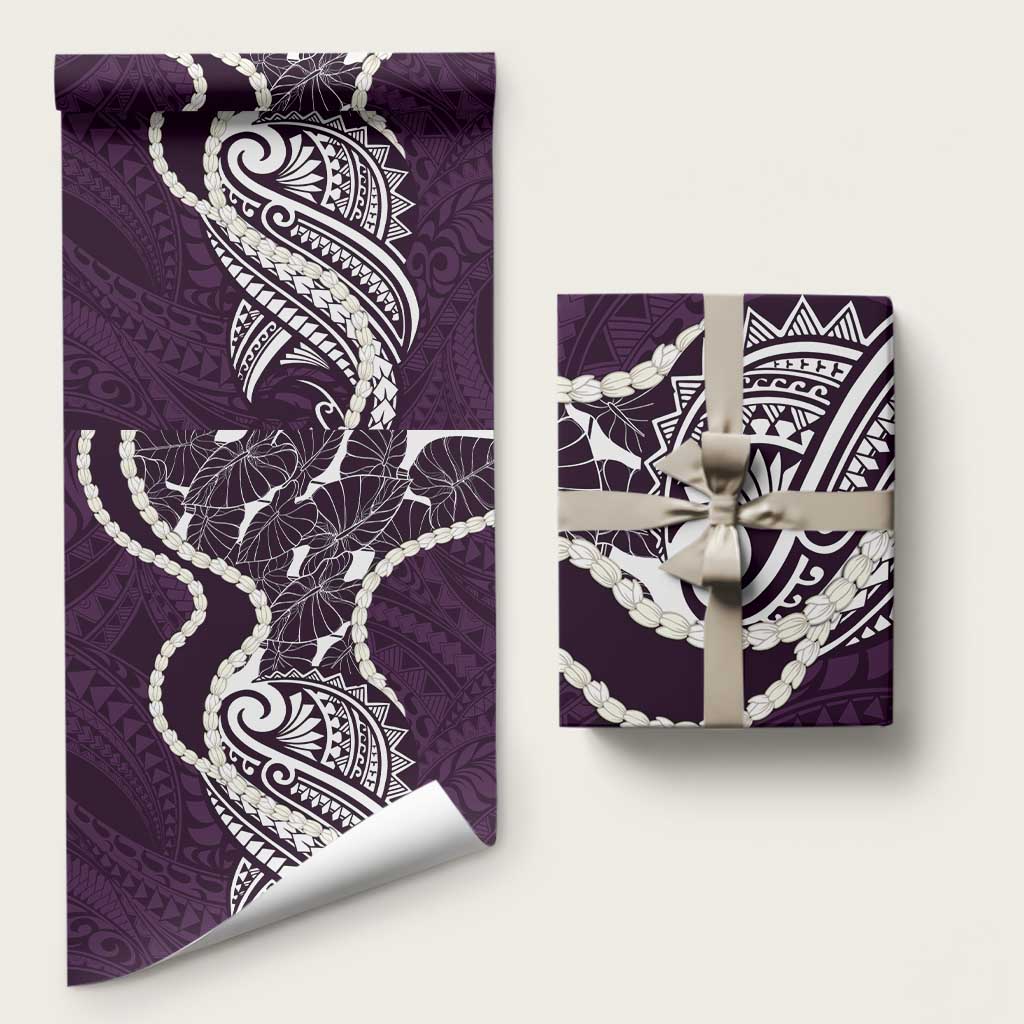 Aloha Hawaii Kalo Pikake Lei Wrapping Paper Chest Tattoo Purple Hawaiian Pattern LT14 58" × 23" Purple - Polynesian Pride