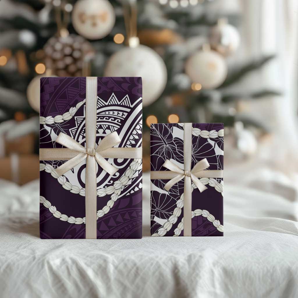 Aloha Hawaii Kalo Pikake Lei Wrapping Paper Chest Tattoo Purple Hawaiian Pattern LT14 - Polynesian Pride