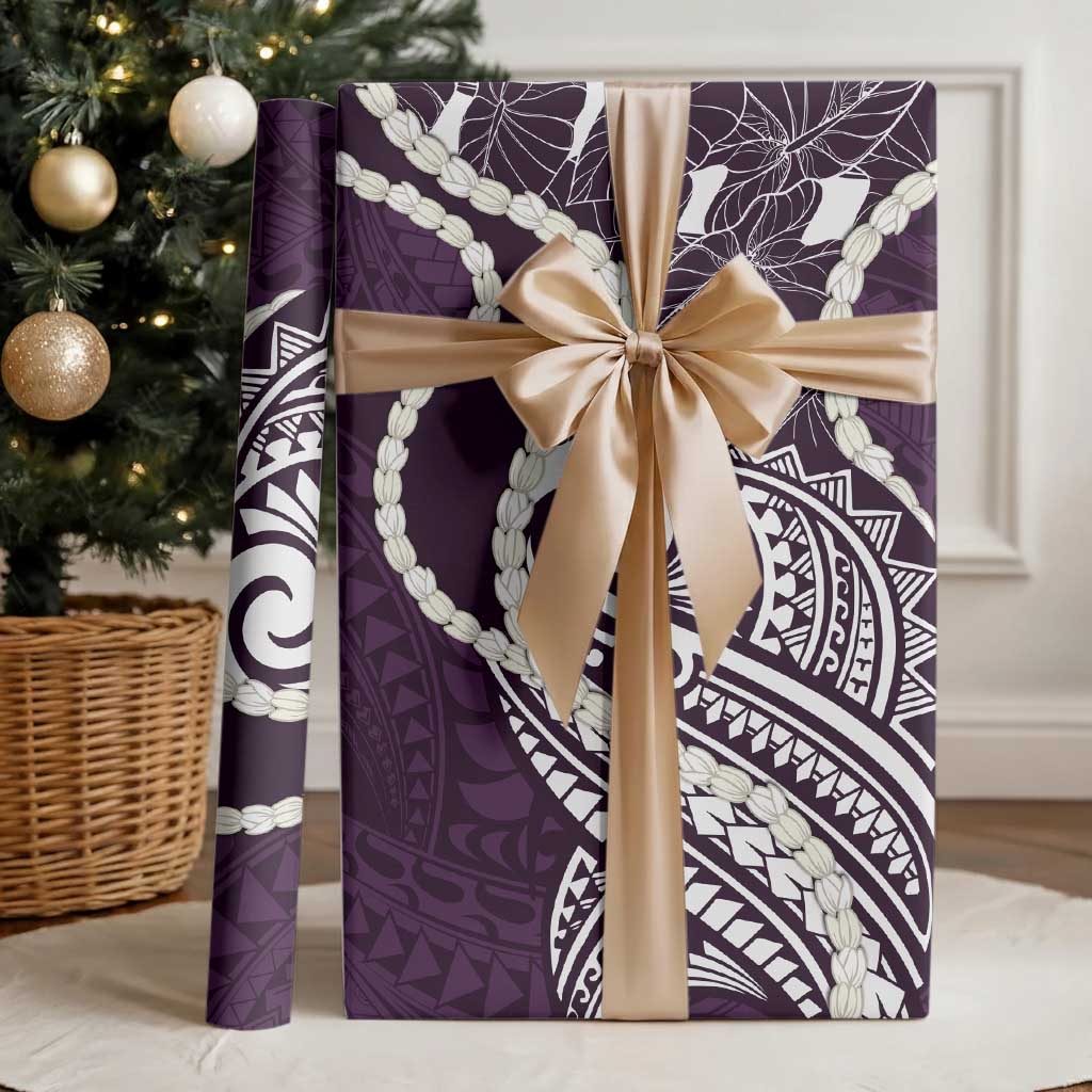 Aloha Hawaii Kalo Pikake Lei Wrapping Paper Chest Tattoo Purple Hawaiian Pattern LT14 - Polynesian Pride