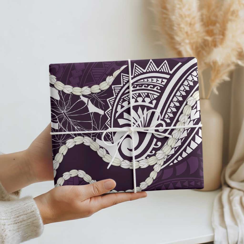 Aloha Hawaii Kalo Pikake Lei Wrapping Paper Chest Tattoo Purple Hawaiian Pattern LT14 - Polynesian Pride