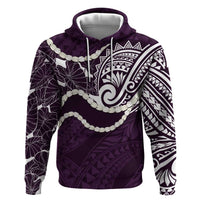Aloha Hawaii Kalo Pikake Lei Zip Hoodie Chest Tattoo Purple Hawaiian Pattern
