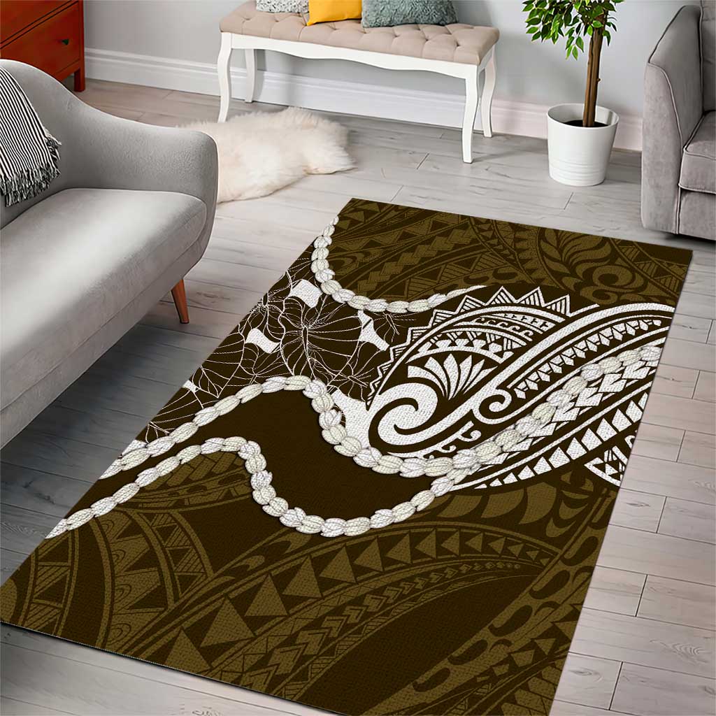 Aloha Hawaii Kalo Pikake Lei Area Rug Chest Tattoo Gold Hawaiian Pattern LT14 - Polynesian Pride