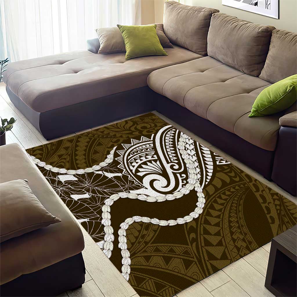 Aloha Hawaii Kalo Pikake Lei Area Rug Chest Tattoo Gold Hawaiian Pattern LT14 - Polynesian Pride
