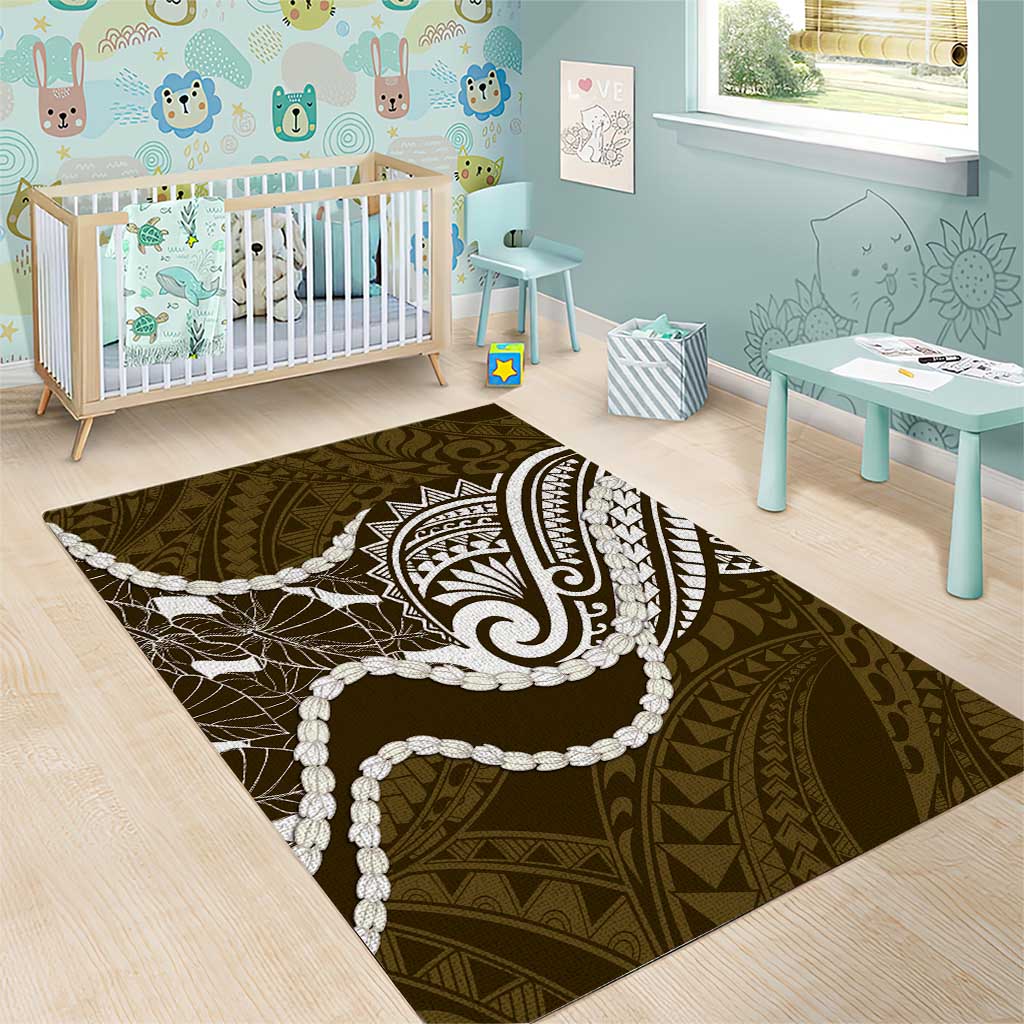Aloha Hawaii Kalo Pikake Lei Area Rug Chest Tattoo Gold Hawaiian Pattern LT14 - Polynesian Pride