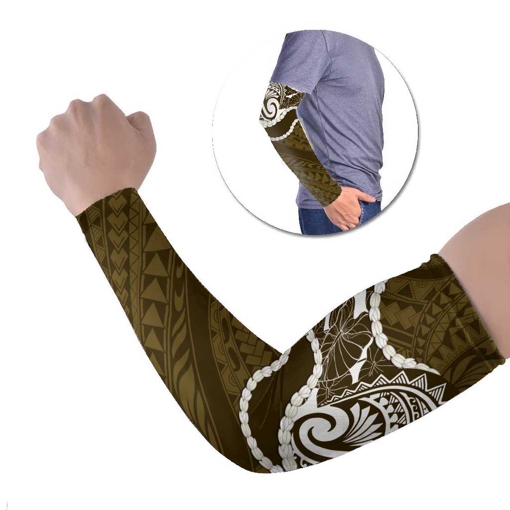 Aloha Hawaii Kalo Pikake Lei Arm Sleeves Chest Tattoo Gold Hawaiian Pattern LT14 Set of 2 Gold - Polynesian Pride