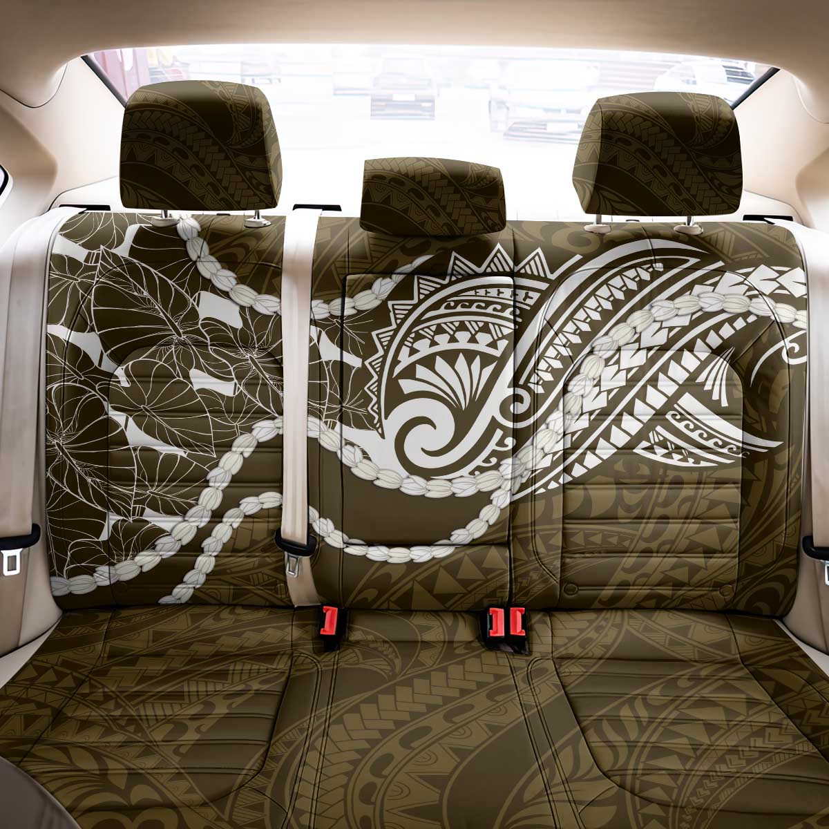 Aloha Hawaii Kalo Pikake Lei Back Car Seat Cover Chest Tattoo Gold Hawaiian Pattern
