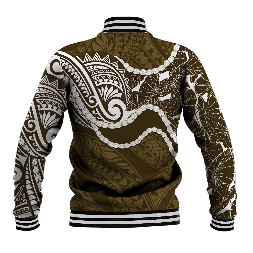 Aloha Hawaii Kalo Pikake Lei Baseball Jacket Chest Tattoo Gold Hawaiian Pattern LT14 - Polynesian Pride