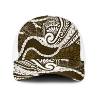 Aloha Hawaii Kalo Pikake Lei Baseball Net Cap Chest Tattoo Gold Hawaiian Pattern LT14 One Size White Gold - Polynesian Pride