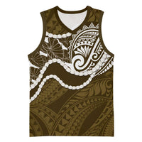 Aloha Hawaii Kalo Pikake Lei Basketball Jersey Chest Tattoo Gold Hawaiian Pattern LT14 Unisex Gold - Polynesian Pride