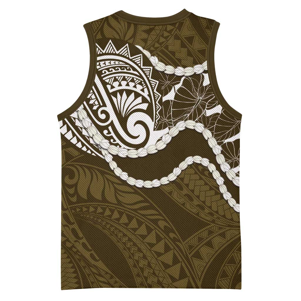 Aloha Hawaii Kalo Pikake Lei Basketball Jersey Chest Tattoo Gold Hawaiian Pattern LT14 - Polynesian Pride