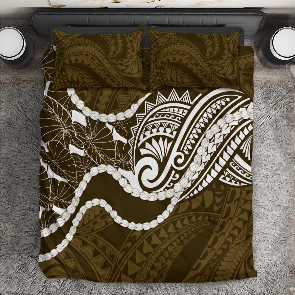 Aloha Hawaii Kalo Pikake Lei Bedding Set Chest Tattoo Gold Hawaiian Pattern LT14 Gold - Polynesian Pride