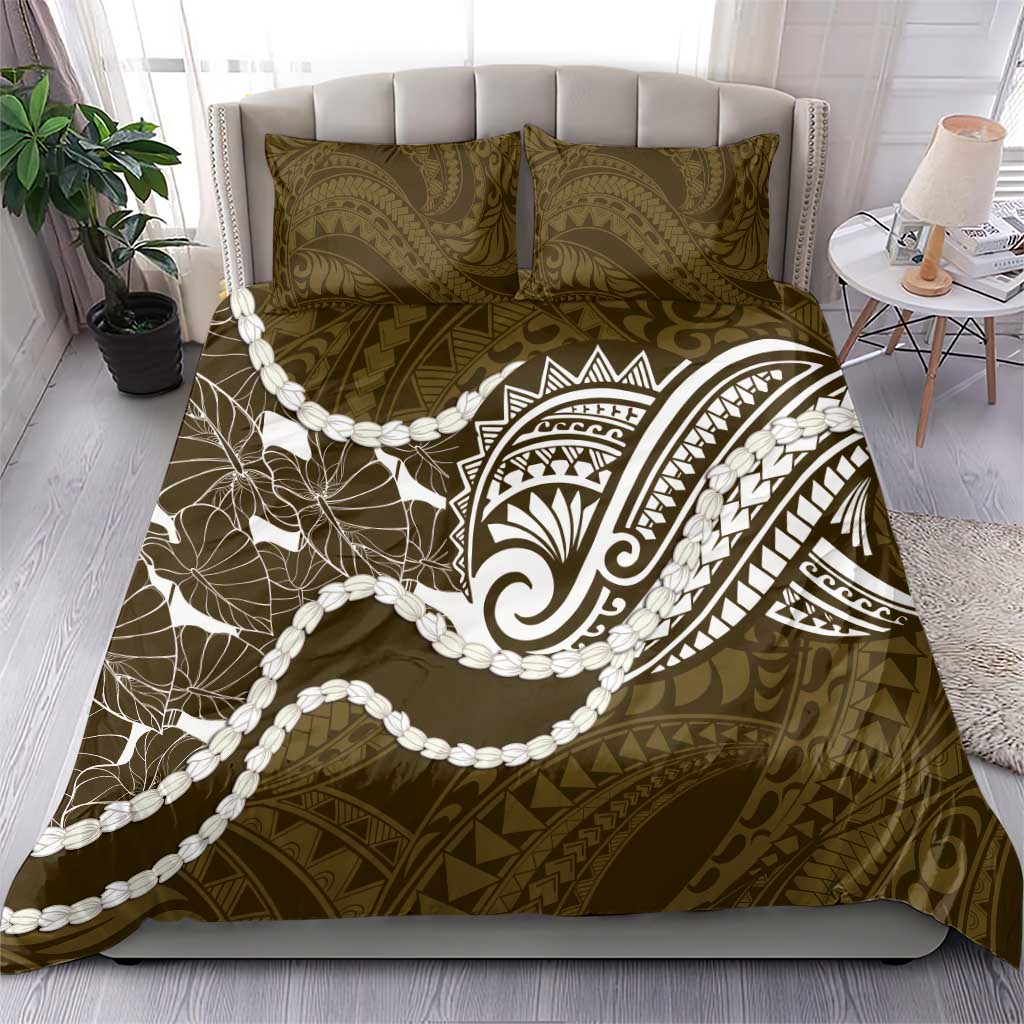 Aloha Hawaii Kalo Pikake Lei Bedding Set Chest Tattoo Gold Hawaiian Pattern LT14 - Polynesian Pride