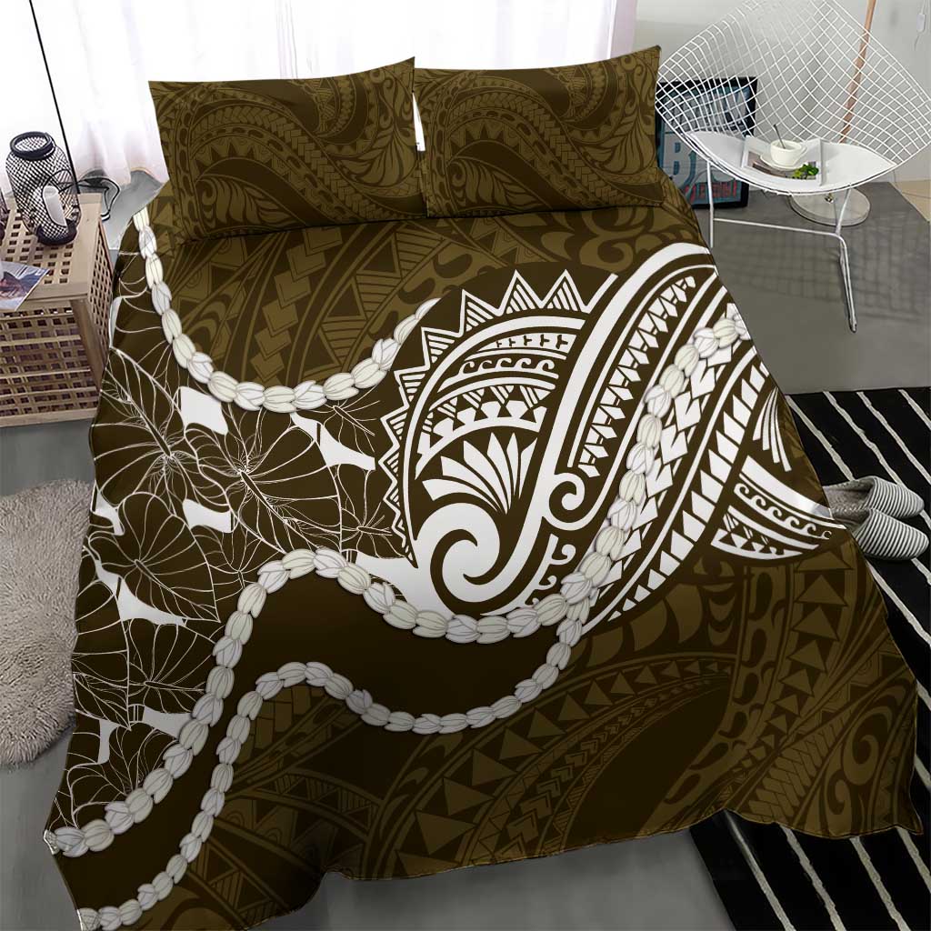 Aloha Hawaii Kalo Pikake Lei Bedding Set Chest Tattoo Gold Hawaiian Pattern LT14 - Polynesian Pride