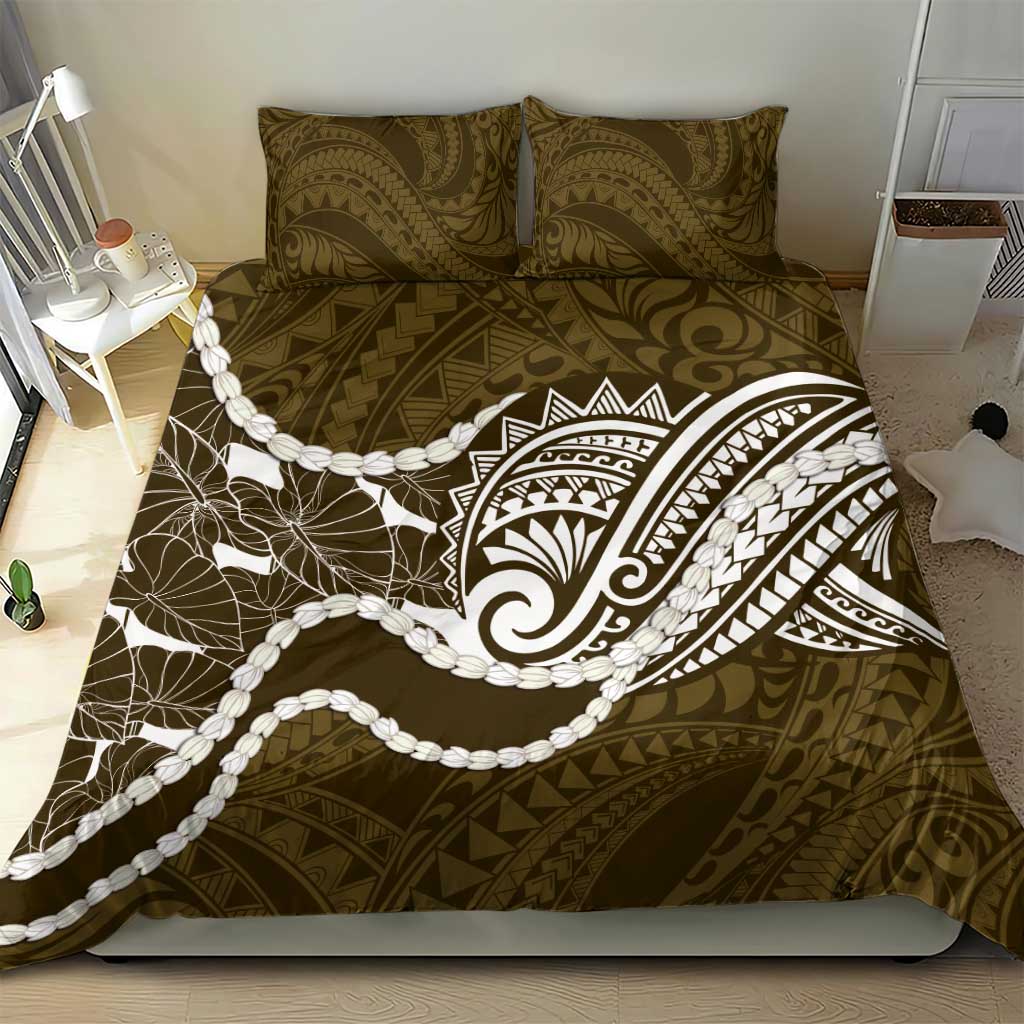 Aloha Hawaii Kalo Pikake Lei Bedding Set Chest Tattoo Gold Hawaiian Pattern LT14 - Polynesian Pride