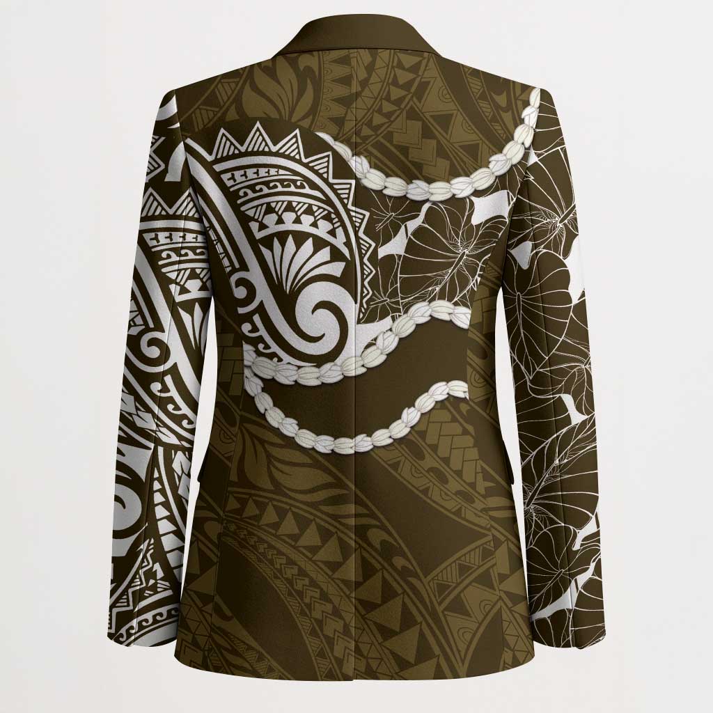 Aloha Hawaii Kalo Pikake Lei Blazer Chest Tattoo Gold Hawaiian Pattern LT14 - Polynesian Pride