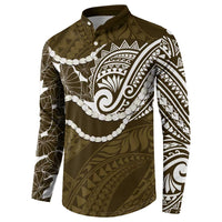Aloha Hawaii Kalo Pikake Lei Button Sweatshirt Chest Tattoo Gold Hawaiian Pattern LT14 - Polynesian Pride