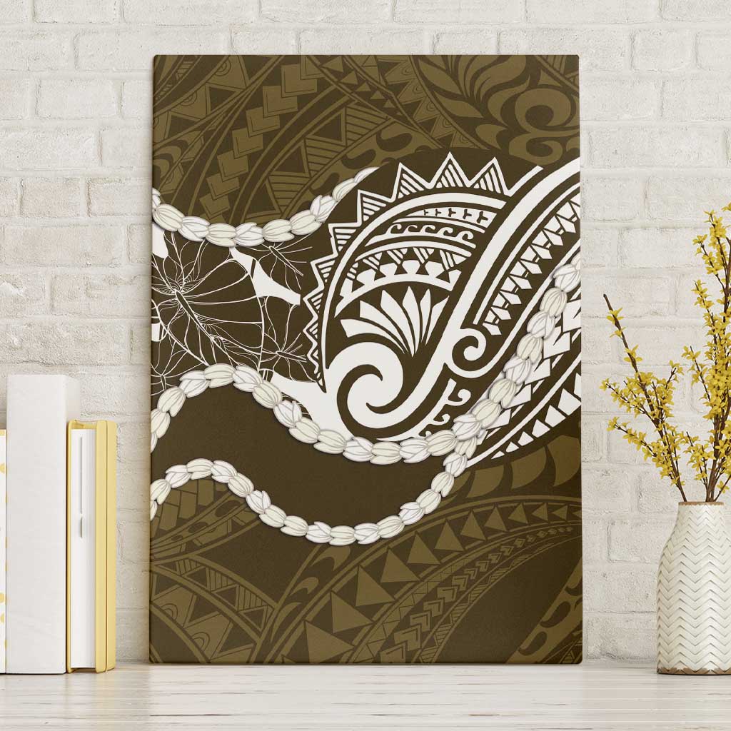 Aloha Hawaii Kalo Pikake Lei Canvas Wall Art Chest Tattoo Gold Hawaiian Pattern LT14 Without Frame Gold - Polynesian Pride