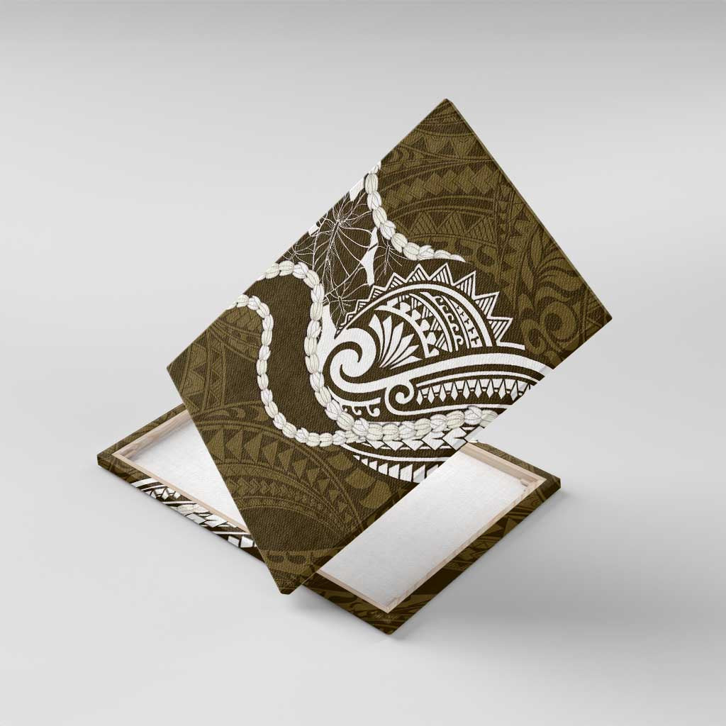 Aloha Hawaii Kalo Pikake Lei Canvas Wall Art Chest Tattoo Gold Hawaiian Pattern LT14 With Frame Gold - Polynesian Pride