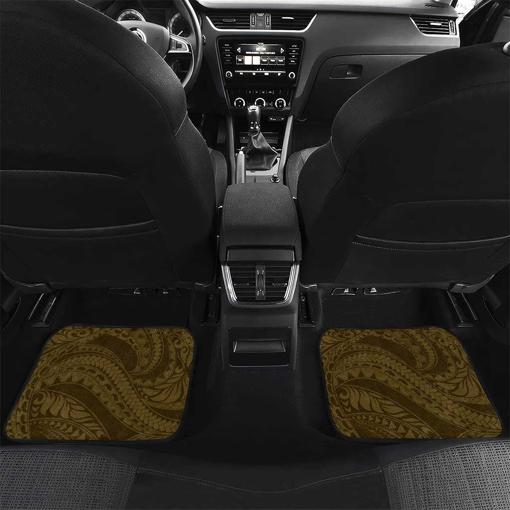 Aloha Hawaii Kalo Pikake Lei Car Mats Chest Tattoo Gold Hawaiian Pattern LT14 Set 2pcs - Back Gold - Polynesian Pride