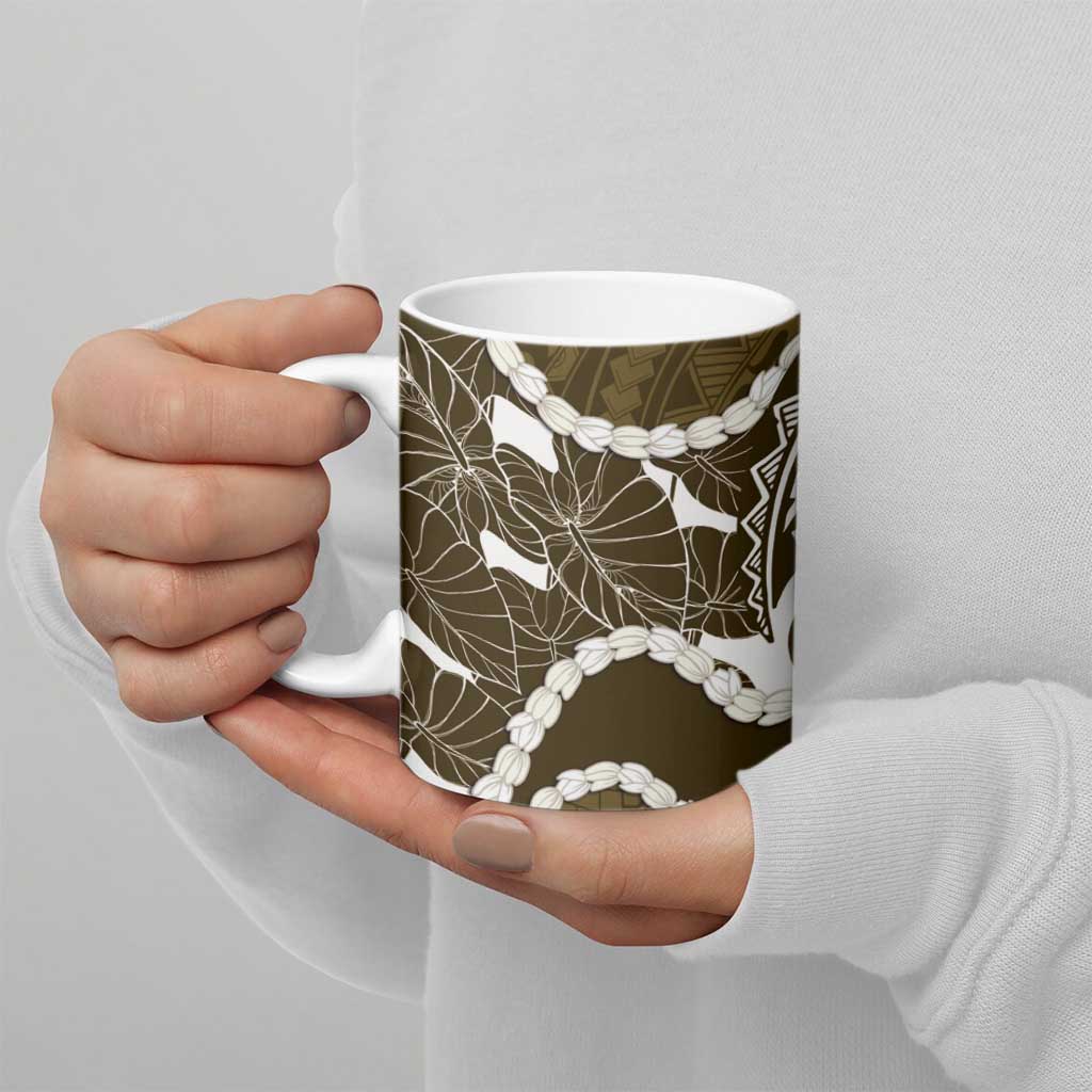 Aloha Hawaii Kalo Pikake Lei Ceramic Mug Chest Tattoo Gold Hawaiian Pattern LT14 - Polynesian Pride