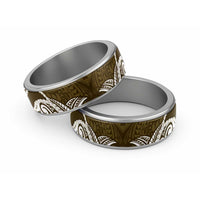 Aloha Hawaii Kalo Pikake Lei Classic Ring Chest Tattoo Gold Hawaiian Pattern LT14 Sliver Gold - Polynesian Pride