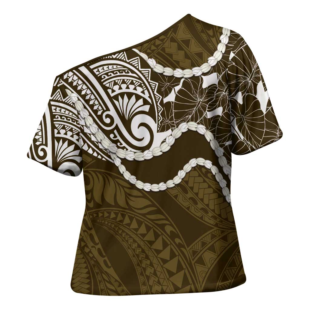 Aloha Hawaii Kalo Pikake Lei Cross Shoulder Shirt Chest Tattoo Gold Hawaiian Pattern LT14 - Polynesian Pride