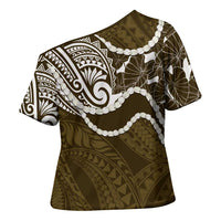 Aloha Hawaii Kalo Pikake Lei Cross Shoulder Shirt Chest Tattoo Gold Hawaiian Pattern LT14 - Polynesian Pride