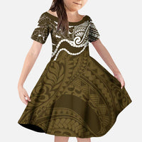 Aloha Hawaii Kalo Pikake Lei Family Matching Long Sleeve Bodycon Dress and Hawaiian Shirt Chest Tattoo Gold Hawaiian Pattern