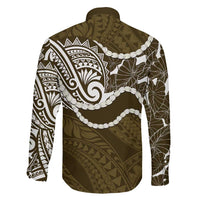 Aloha Hawaii Kalo Pikake Lei Family Matching Off Shoulder Short Dress and Hawaiian Shirt Chest Tattoo Gold Hawaiian Pattern