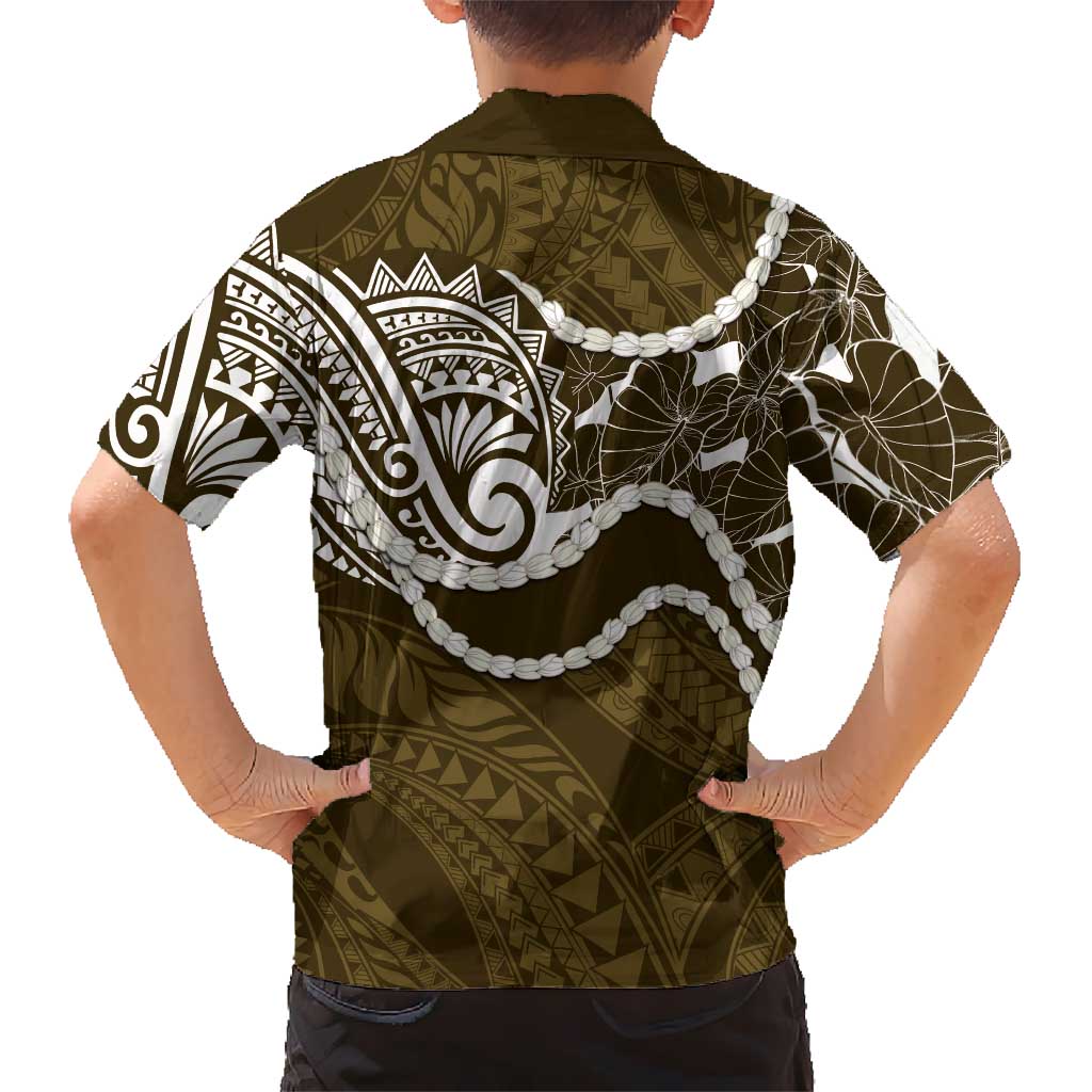 Aloha Hawaii Kalo Pikake Lei Family Matching Puletasi and Hawaiian Shirt Chest Tattoo Gold Hawaiian Pattern