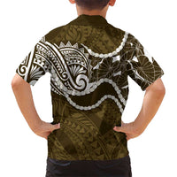 Aloha Hawaii Kalo Pikake Lei Family Matching Puletasi and Hawaiian Shirt Chest Tattoo Gold Hawaiian Pattern