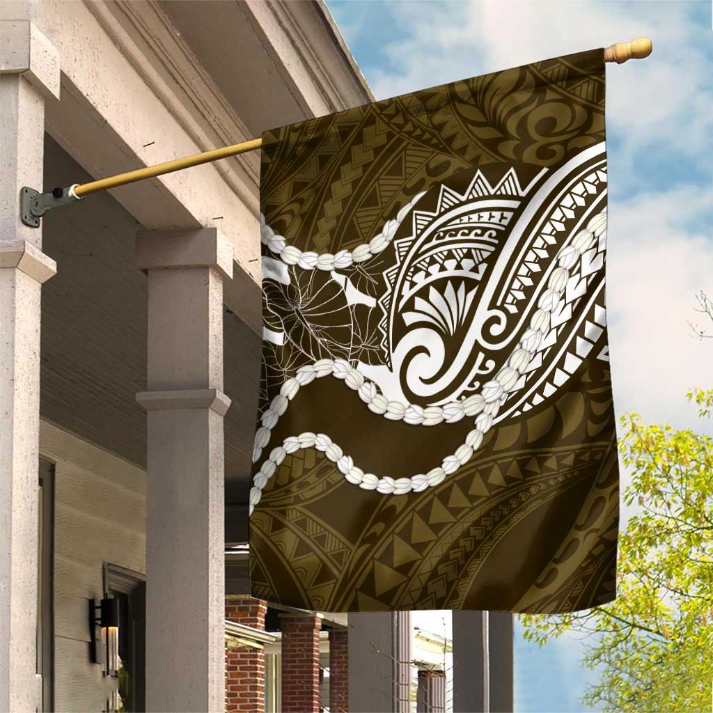 Aloha Hawaii Kalo Pikake Lei Garden Flag Chest Tattoo Gold Hawaiian Pattern LT14 House Flag Gold - Polynesian Pride