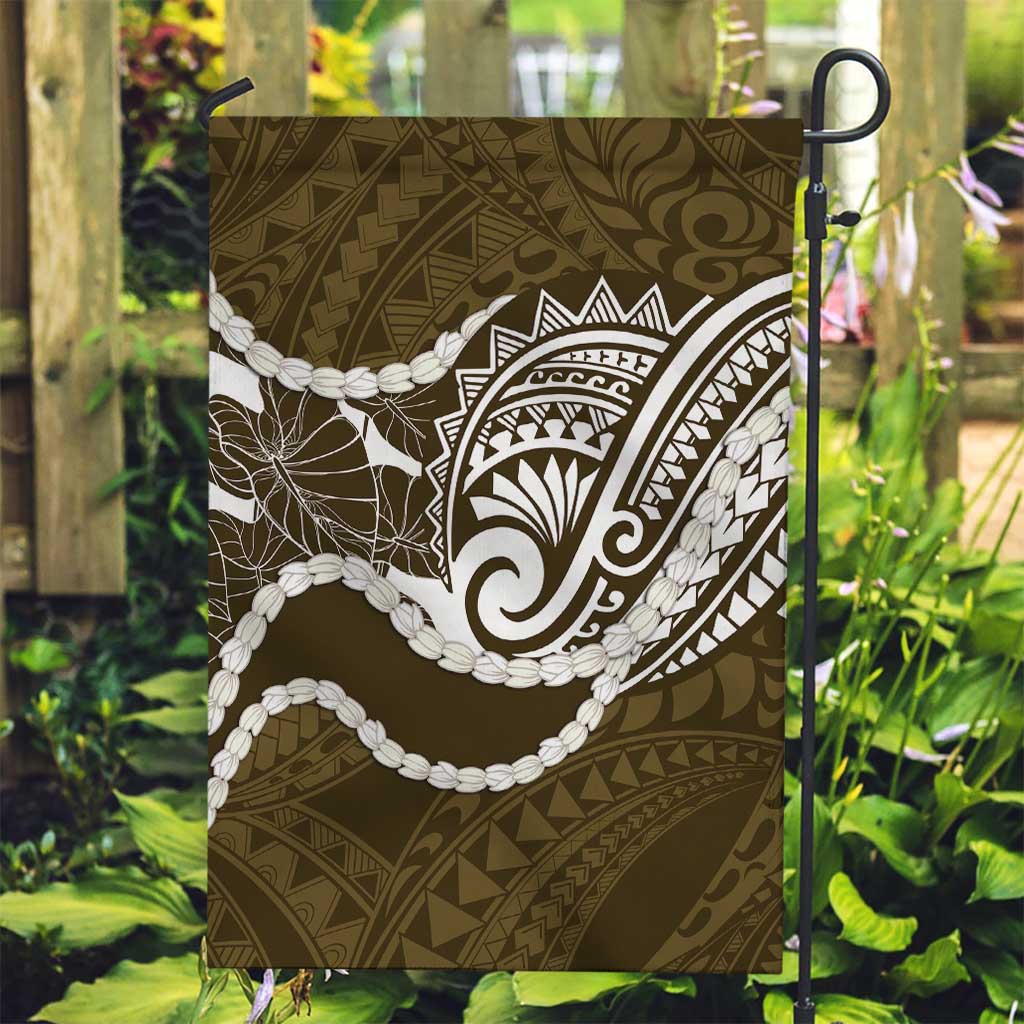 Aloha Hawaii Kalo Pikake Lei Garden Flag Chest Tattoo Gold Hawaiian Pattern LT14 Garden Flag Gold - Polynesian Pride