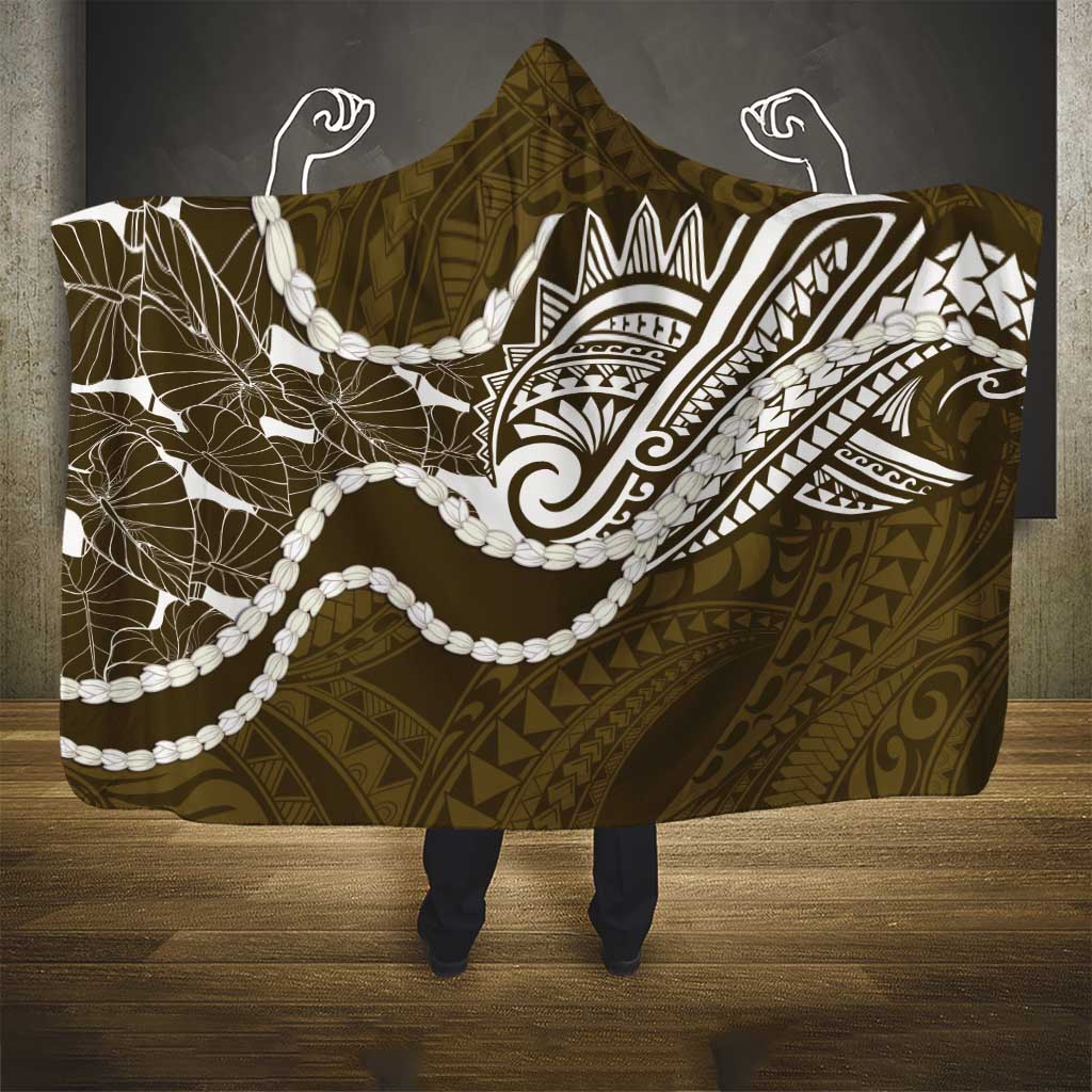 Aloha Hawaii Kalo Pikake Lei Hooded Blanket Chest Tattoo Gold Hawaiian Pattern LT14 - Polynesian Pride