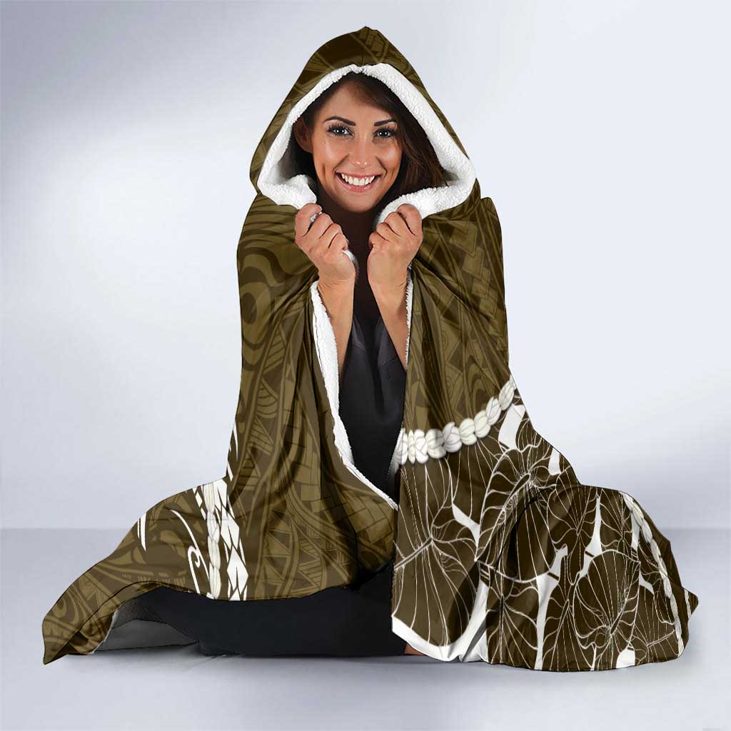 Aloha Hawaii Kalo Pikake Lei Hooded Blanket Chest Tattoo Gold Hawaiian Pattern LT14 - Polynesian Pride