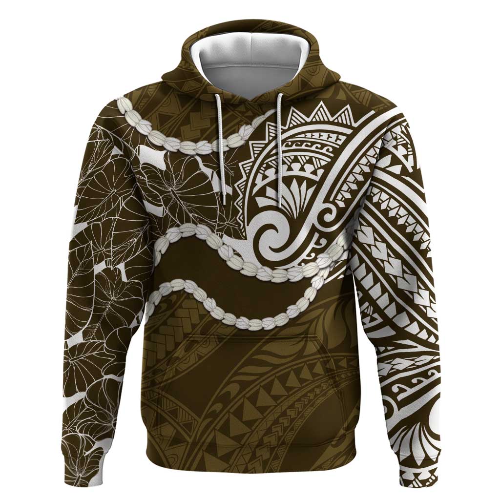 Aloha Hawaii Kalo Pikake Lei Hoodie Chest Tattoo Gold Hawaiian Pattern
