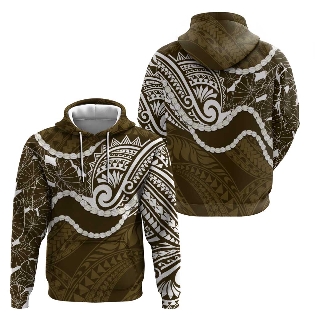 Aloha Hawaii Kalo Pikake Lei Hoodie Chest Tattoo Gold Hawaiian Pattern