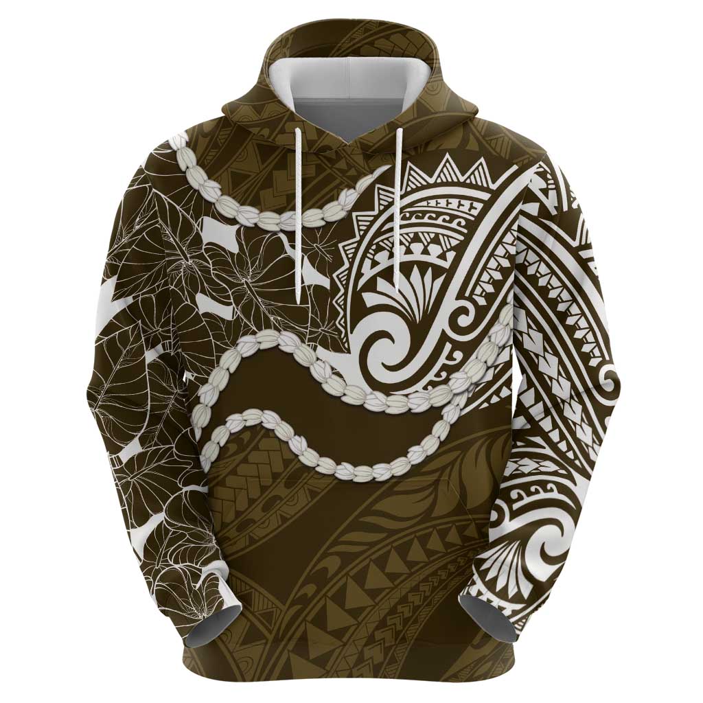 Aloha Hawaii Kalo Pikake Lei Hoodie Chest Tattoo Gold Hawaiian Pattern