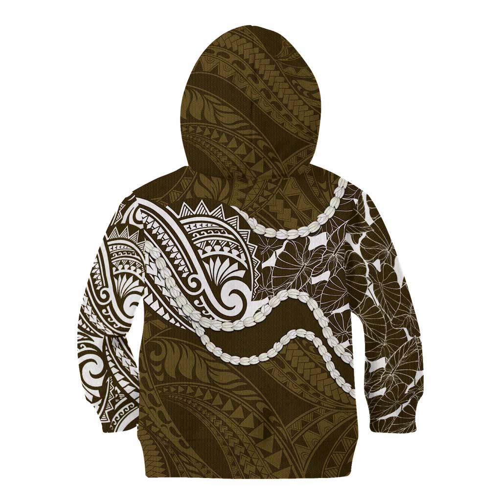 Aloha Hawaii Kalo Pikake Lei Kid Hoodie Chest Tattoo Gold Hawaiian Pattern LT14 - Polynesian Pride