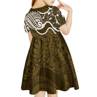 Aloha Hawaii Kalo Pikake Lei Kid Short Sleeve Dress Chest Tattoo Gold Hawaiian Pattern LT14 - Polynesian Pride