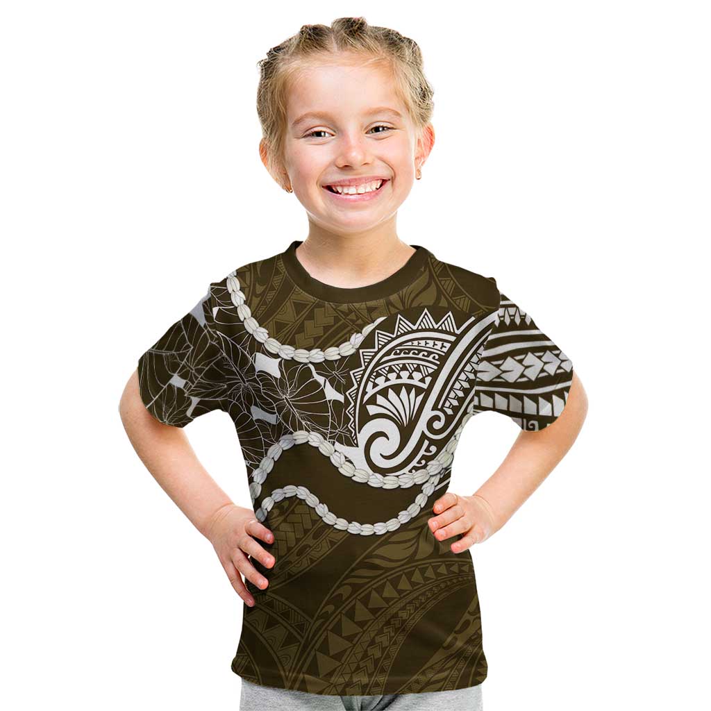 Aloha Hawaii Kalo Pikake Lei Kid T Shirt Chest Tattoo Gold Hawaiian Pattern LT14 Gold - Polynesian Pride