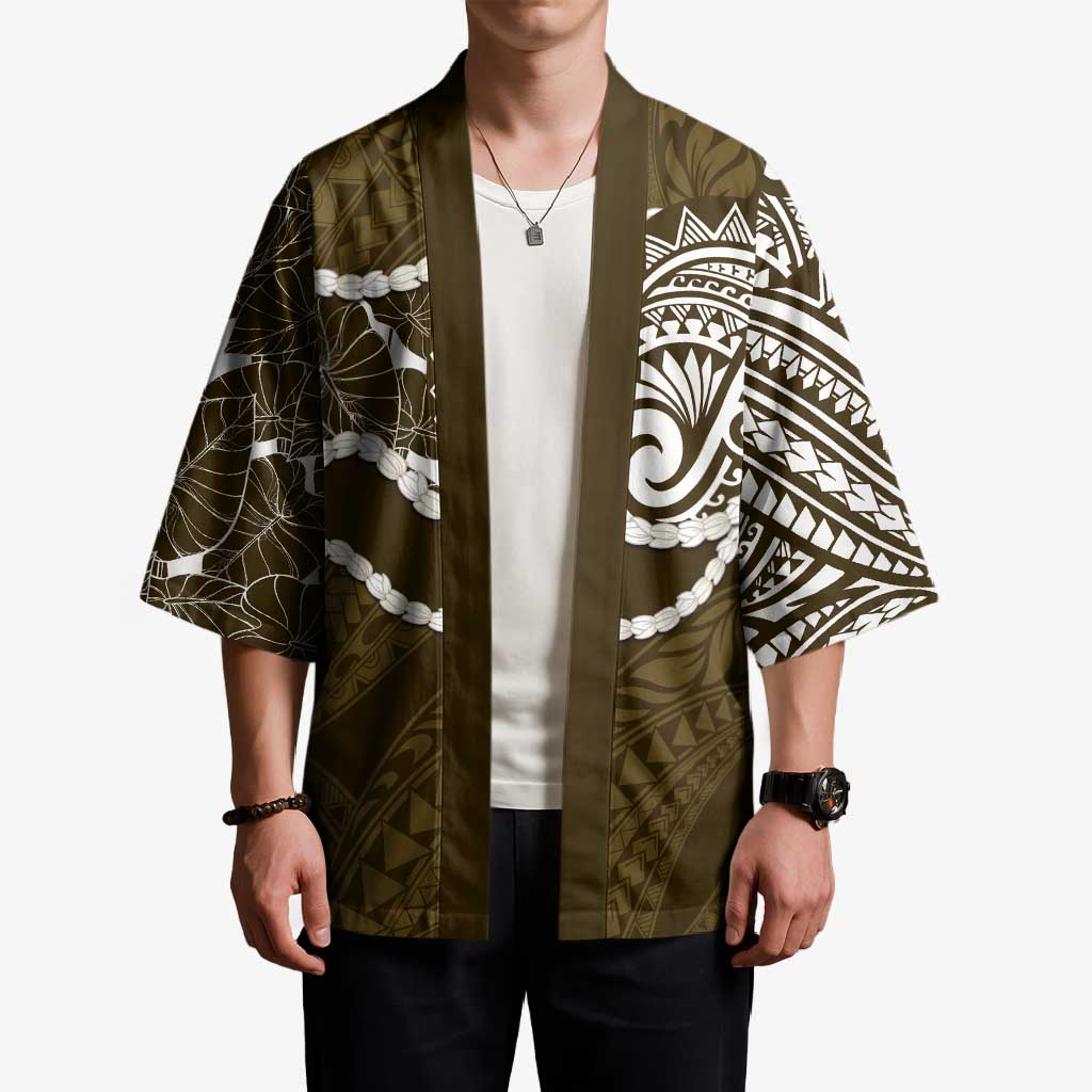 Aloha Hawaii Kalo Pikake Lei Kimono Chest Tattoo Gold Hawaiian Pattern LT14 - Polynesian Pride