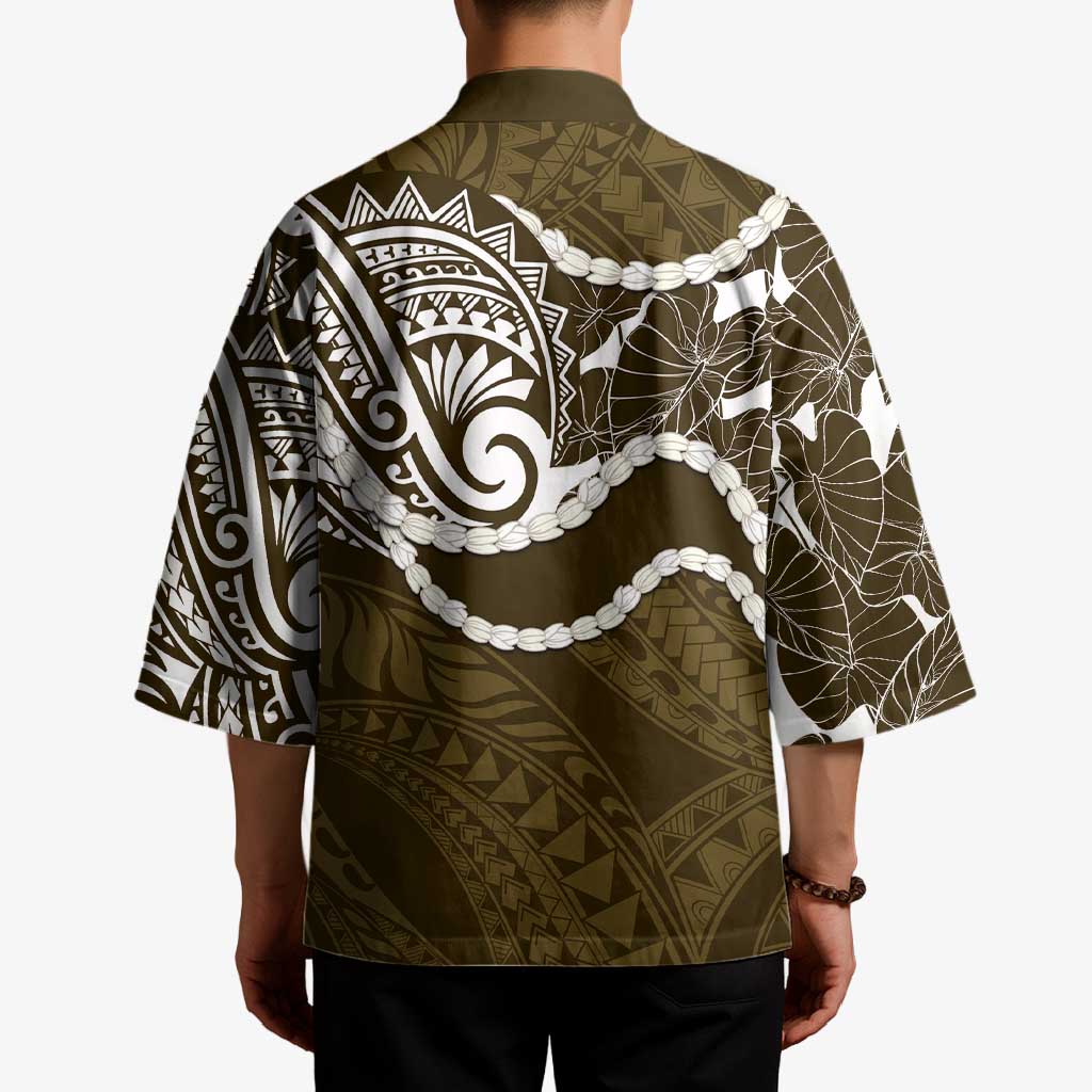 Aloha Hawaii Kalo Pikake Lei Kimono Chest Tattoo Gold Hawaiian Pattern LT14 - Polynesian Pride