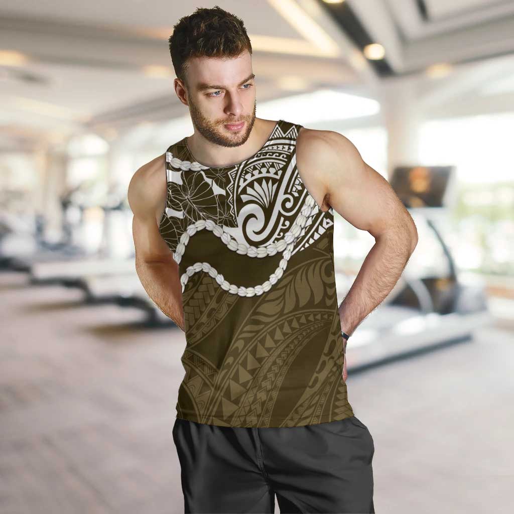 Aloha Hawaii Kalo Pikake Lei Men Tank Top Chest Tattoo Gold Hawaiian Pattern LT14 Gold - Polynesian Pride
