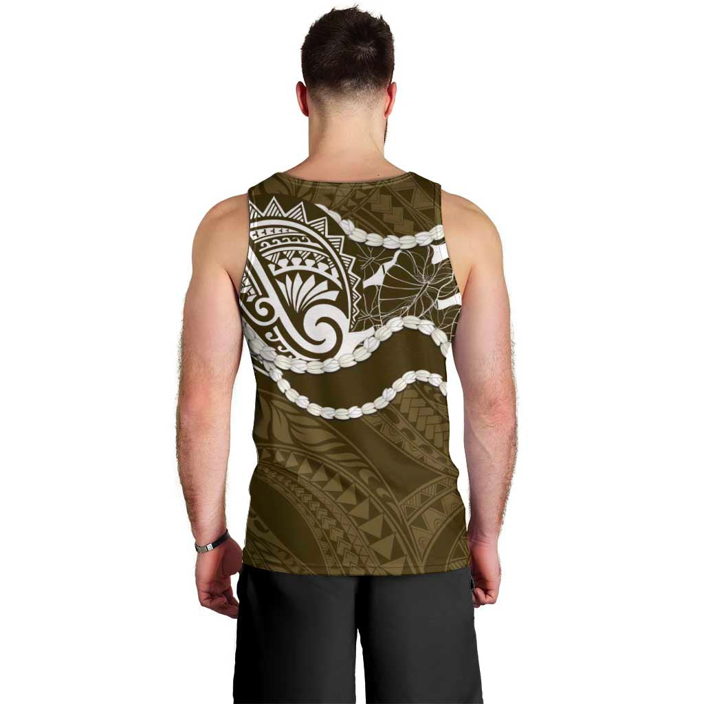 Aloha Hawaii Kalo Pikake Lei Men Tank Top Chest Tattoo Gold Hawaiian Pattern LT14 - Polynesian Pride